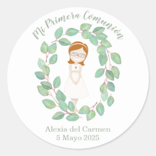 Pegatin First Alexia model communion Classic Round Sticker