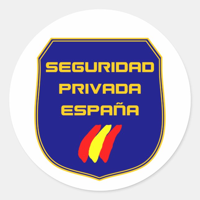 Pegatin Private Security Spain Blue Plate Classic Round Sticker (Front)