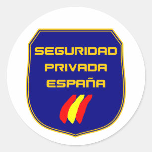 Pegatin Private Security Spain Blue Plate Classic Round Sticker