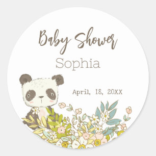 Pegatina Baby Shower Panda Classic Round Sticker