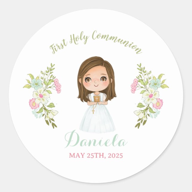 Pegatina DANIELA Primera comunión Classic Round Sticker (Front)