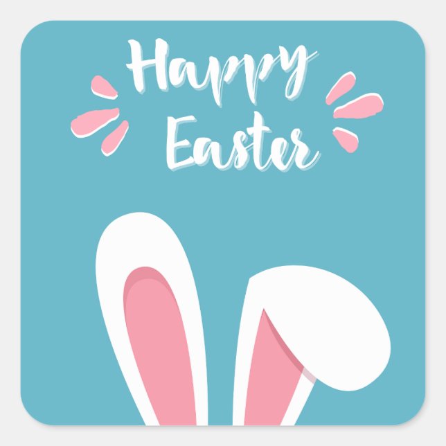 Pegatina felices pascuas con orejas de conejo square sticker (Front)