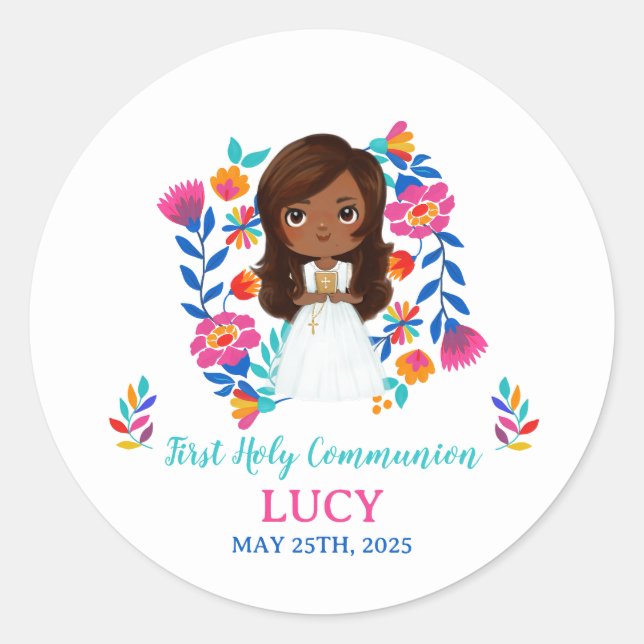 Pegatina redonda LUCY Primera Comunión Classic Round Sticker (Front)