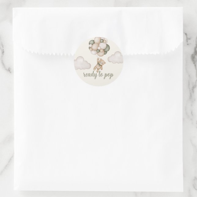 Pegatina Redonda Teddy Bear Baby Shower Boy Classic Round Sticker (Bag)