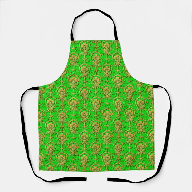 Peggy Ann All Over Gold Green St Patrick's Apron (Front)