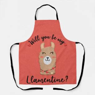 Peggy Ann Will You Be My Llamentine Kitchen Apron