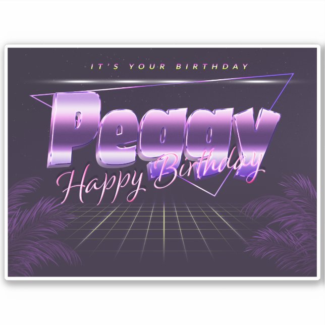 Peggy Name First name lila retro Sticker Birthday (Front)