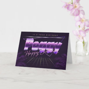 Peggy Name Vorname lila retro Karte Geburtstag Card