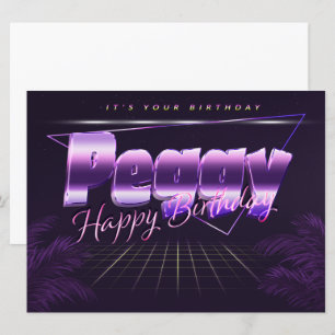 Peggy Nom Prénom lila retro Carte Anniversaire