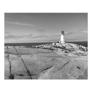 Peggys Cove Lighthouse Black and White Photo Print