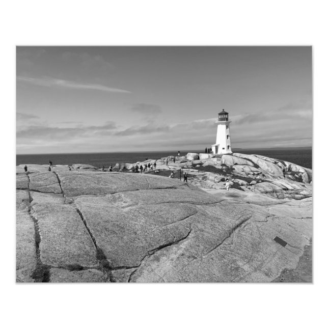 Peggys Cove Lighthouse Black and White Photo Print (Front)