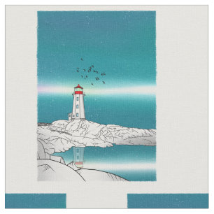 Peggys Cove Lighthouse Canada Nova Scotia Fabric