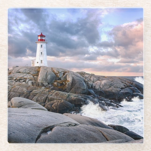 Peggy's Cove Lighthouse Glass Coaster (Front)