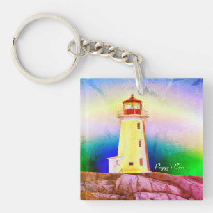 Peggy's cove lighthouse halifax Nova Scotia Canada Keychain
