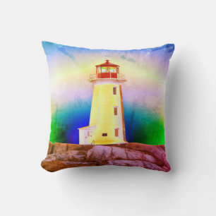 Peggy's cove lighthouse halifax Nova Scotia Canada Throw Pillow
