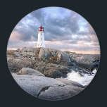 Peggy's Cove Lighthouse Magnet<br><div class="desc">Peggy's Cove lighthouse at sunset with dramatic clouds and a surf.</div>