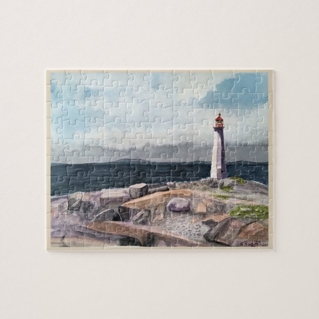 PEGGY'S COVE, NOVA SCOTIA ,   WATERCOLOR JIGSAW PUZZLE (Horizontal)