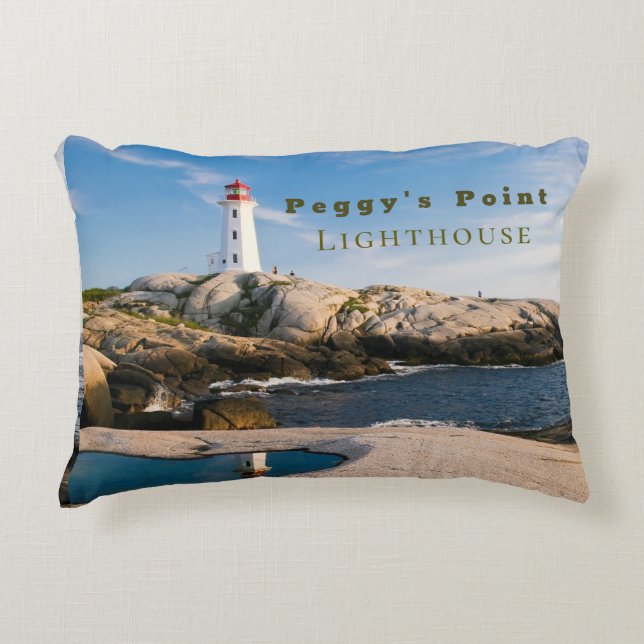 Peggys Point Lighthouse Atlantic Canada Accent Pillow (Front)