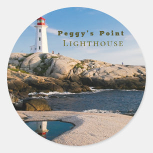Peggys Point Lighthouse Atlantic Canada Classic Round Sticker