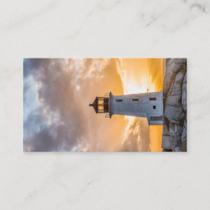 Peggys Point Lighthouse Sunset Business Cards