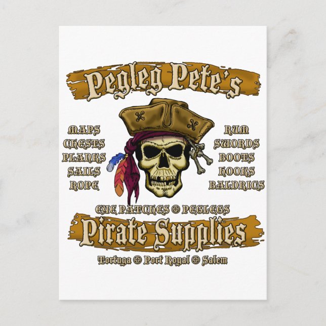 Pegleg Pete's Pirate Supplies Postcard (Front)