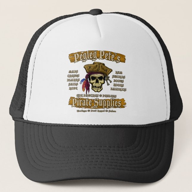 Pegleg Pete's Pirate Supplies Trucker Hat (Front)