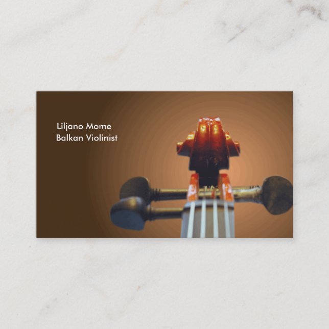 Pegs and Scroll Violin Business Cards Template (Front)