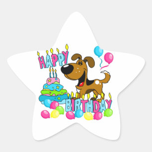 PEGUI Pups Happy Birthday - Tin Star Sticker