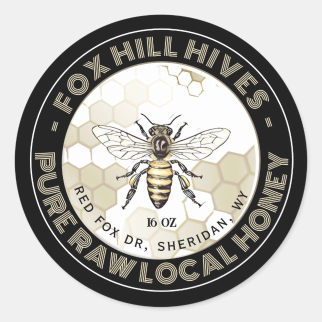 Peigne de miel Queen Bee Honey sur Étiquette noir (Devant)