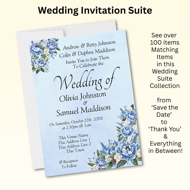 Peine Bleue sur Suite Mariage Bleu Invitation #A (Créateur téléchargé)
