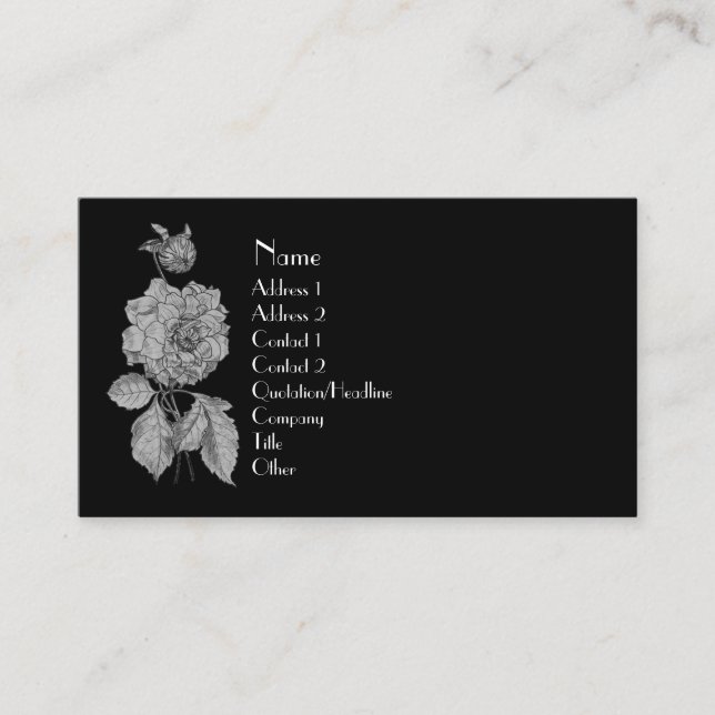 Peine d'Argent sur Carte de visite Floral Élégant  (Devant)