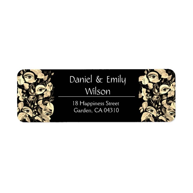 Peint à la main Elegant Feminine Eyes Feuilles col (Devant)