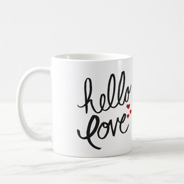 Peint à la main "Hello Love" Café Mug (Gauche)