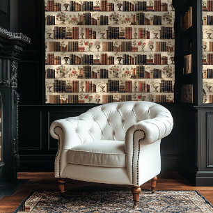 Peint Bibliothèque de style vintage Livres et papier pei