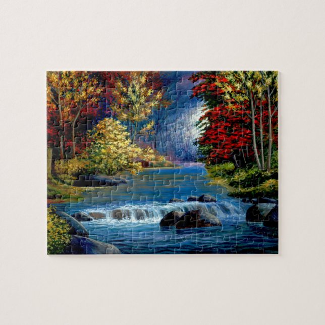 Peint Mystérieux Bois et Puzzle de rivière (Horizontal)