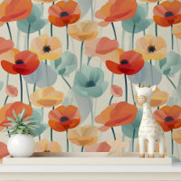 Papier Floral Poppy Coloré à Décoller et Coller