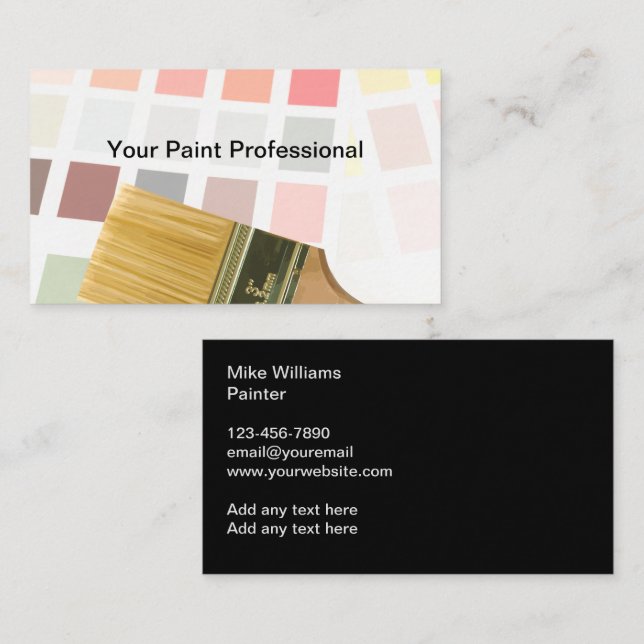 Peintre professionnel Carte de visite Design (Devant / Derrière)