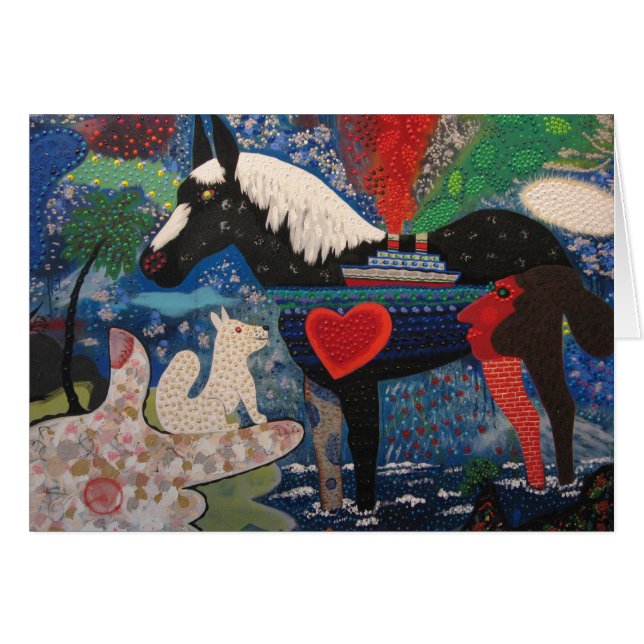 Peinture 1976 marchante de cheval de Roy De Forest (Devant horizontal)