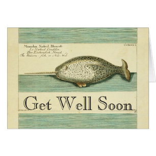 Peinture à l'aquarelle de baleine ancienne Narwhal