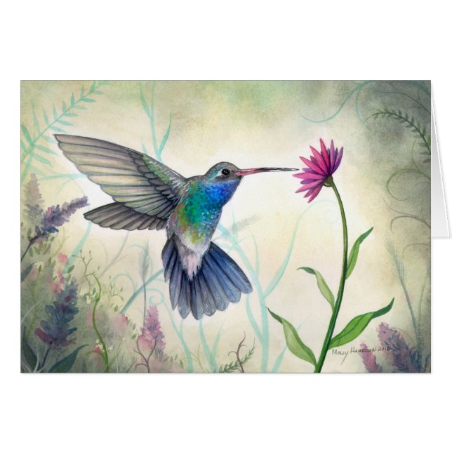 Peinture à l'aquarelle de colibri de nectar doux (Devant horizontal)