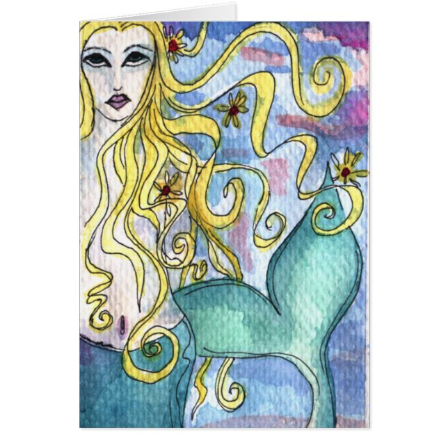 Peinture à l'aquarelle de sirène (Devant)