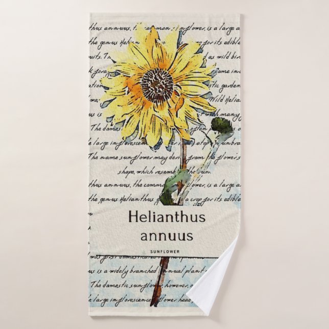 Peinture à l'eau vintage de tournesol (Serviette de bain)