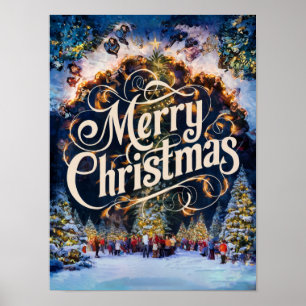 Peinture à l'huile de Noël pour affiches et imprim