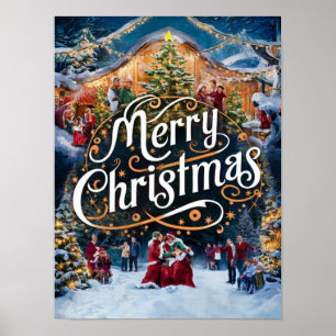 Peinture à l'huile de Noël pour affiches et imprim