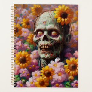Peinture à l'huile de Zombie dans le champ de fleu