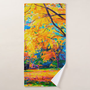 peinture à l'huile sur toile. Les arbres jaunes.