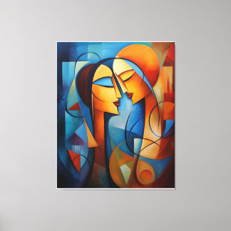 Peinture Abstraite colorée Couple mur de toile Art