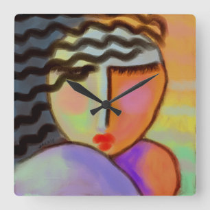 Peinture Abstraite colorée Grande horloge