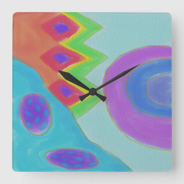 Peinture Abstraite colorée Grande horloge (Recto)