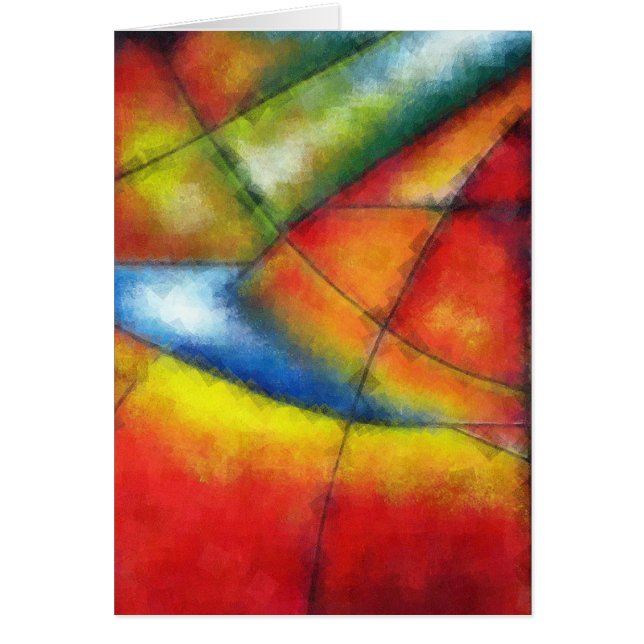 peinture abstraite rouge jaune vert bleu (Devant)